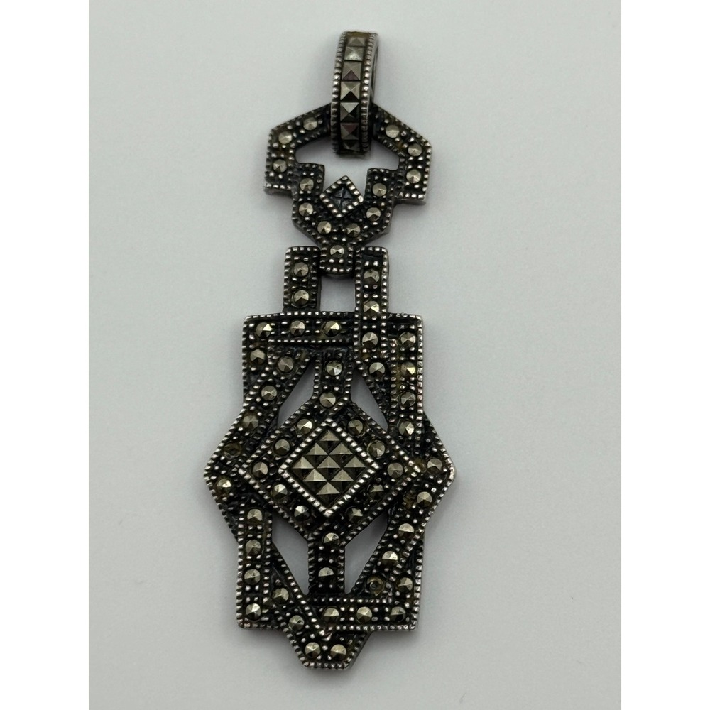 Judith Jack Sterling Silver Marcasite Pendant READ Missing 3 Marcasites